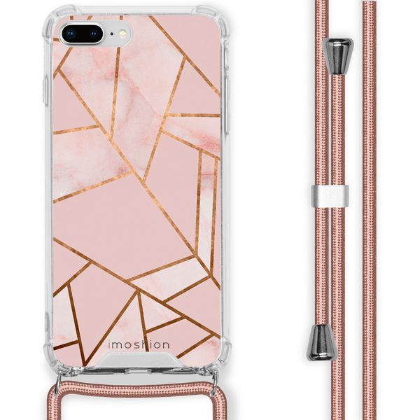 imoshion Design hoesje met koord iPhone 8 Plus / 7 Plus - Grafisch Koper - Roze / Goud