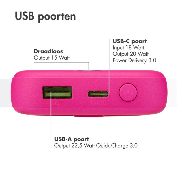 imoshion MagSafe Powerbank - 10.000 mAh - Draadloze powerbank - Hot Pink