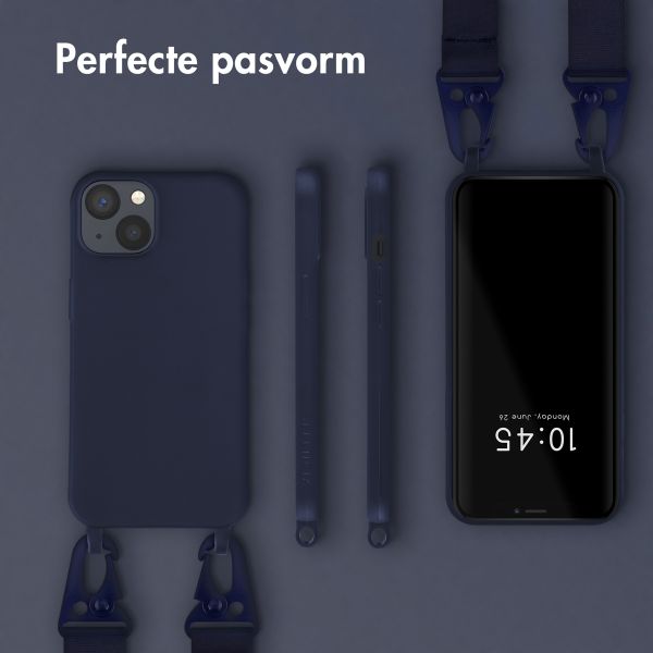 Selencia Siliconen hoesje met afneembaar koord Apple iPhone 13 - Donkerblauw