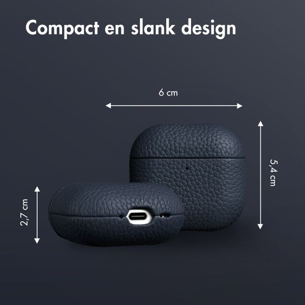 Accezz Echt Leren Case AirPods 4  Donkerblauw