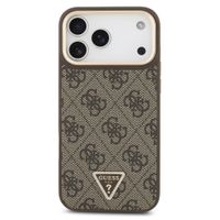 Guess Classic Triangle Logo Leather Backcover met MagSafe Apple iPhone 17 Pro Max - Bruin