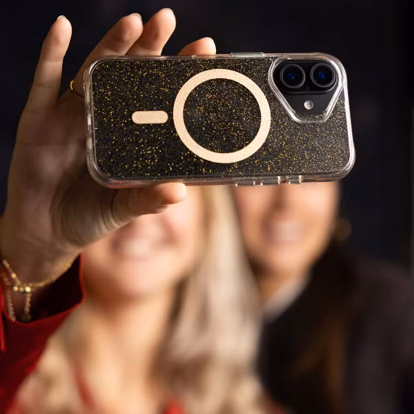 imoshion Clear Glitter Backcover met MagSafe Apple iPhone 12 (Pro) - Goud