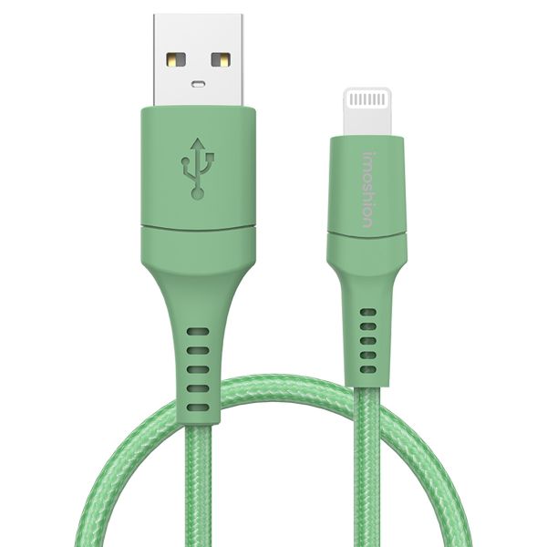 imoshion Lightning naar USB kabel - Non-MFi - Gevlochten textiel - 1 meter - Groen