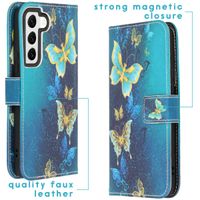 imoshion Design Softcase Bookcase Samsung Galaxy S22 - Blue Butterfly