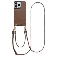 Selencia Nova Telefoonhoes met Koord en Pashouder iPhone 13 Pro - Mocha Brown