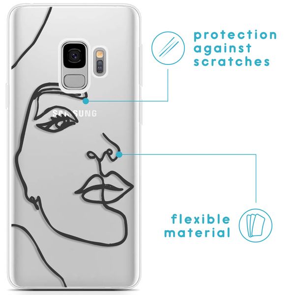 imoshion Design hoesje Samsung Galaxy S9 - Abstract Gezicht - Zwart