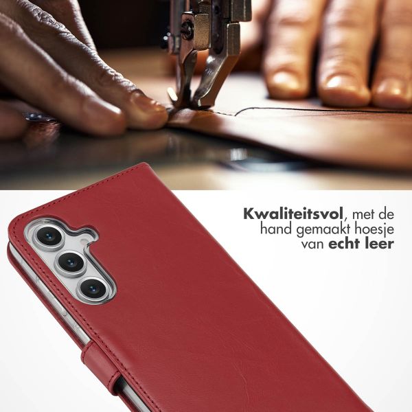 Selencia Echt Leren Bookcase Samsung Galaxy S25 FE - Rood