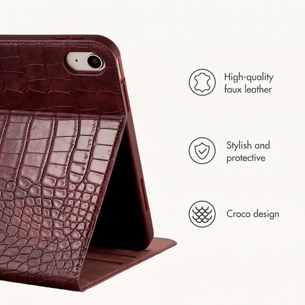 Selencia Croco Bookcase Apple iPad 11 (2025) 11 inch A16 / iPad 10 (2022) 10.9 inch - Burgundy