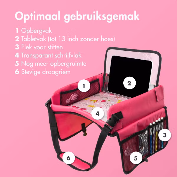 imoshion Kidspakket | Kidsproof backcover voor de Samsung Galaxy Tab A11 Plus / A9 Plus + Draadloze Kinderkoptelefoon Unicorn + Reistafel - Roze