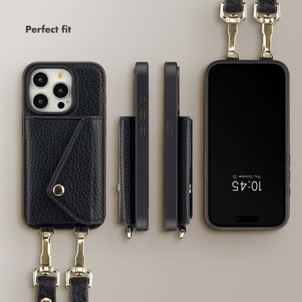 Selencia Sera Phone Case with Cord and Envelope Card Holder Apple iPhone 15 Pro - Black