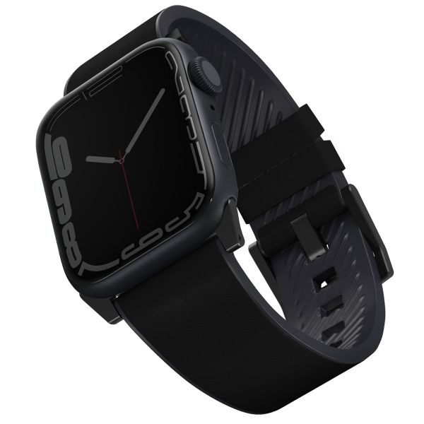 Uniq Straden Waterproof leren bandje Apple Watch Series 1 t/m 10 / SE / Ultra (2) (44/45/46/49 mm) - Midnight Black