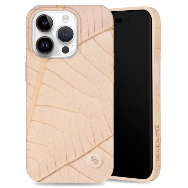 Selencia Aurora Fashion Backcover iPhone 14 Pro - Duurzaam hoesje - 100% gerecycled - Earth Leaf Beige