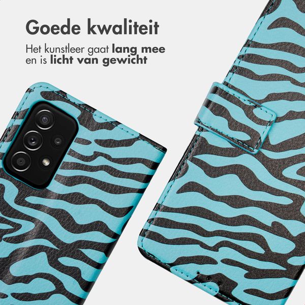 imoshion Design Bookcase Samsung Galaxy A52(s) (5G/4G) - Black Blue Stripes