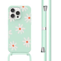 imoshion Siliconen design hoesje met koord Apple iPhone 15 Pro - Green Flower Distance