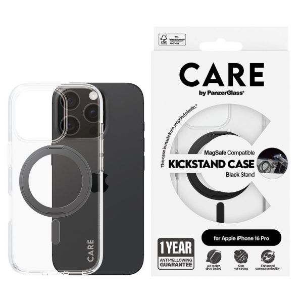 CARE by PanzerGlass Kickstand Case MagSafe Apple iPhone 16 Pro - Zwart