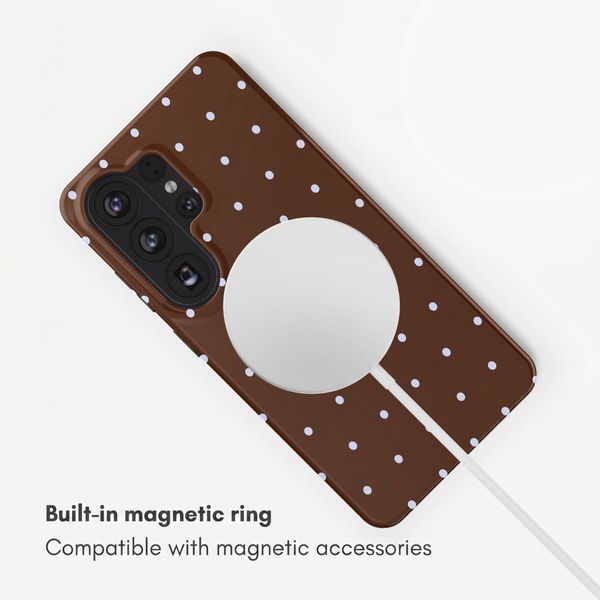Selencia Vivid Back Cover with MagSafe Samsung Galaxy S26 Ultra - Happy Dots Chocolate