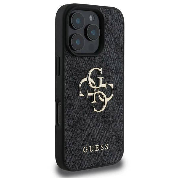 Guess 4G Metal Logo Backcover Apple iPhone 16 Pro Max - Zwart