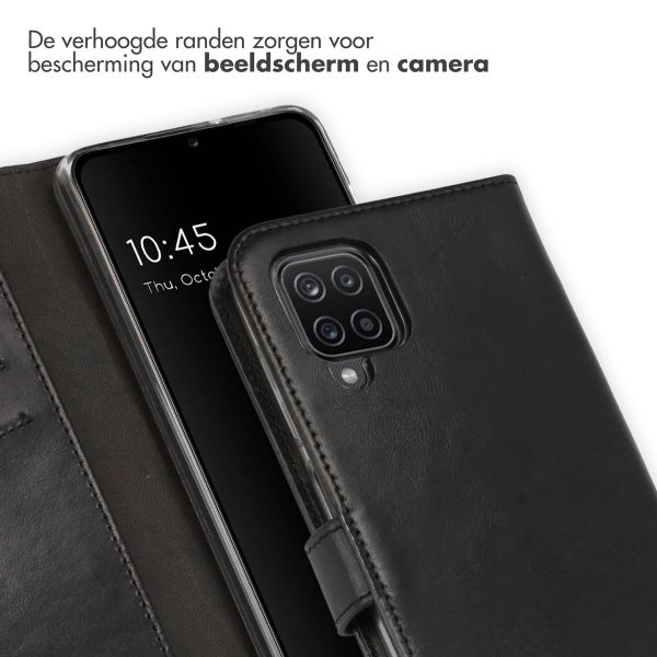 Selencia Echt Leren Bookcase Samsung Galaxy A12 - Zwart