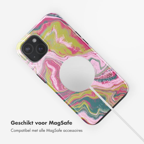 Selencia Vivid Tough Backcover met MagSafe iPhone 15 - Marble Pink