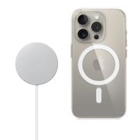 Apple Clearcase voor de Apple iPhone 15 Pro + Apple MagSafe Draadloze Oplader 25W - 1 meter