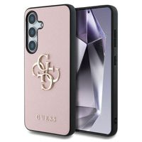 Guess 4G Metal Logo Saffiano Backcover Samsung Galaxy S25 Plus - Roze