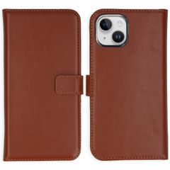 Selencia Genuine Leather Book Case Apple iPhone 15 Plus - Light Brown