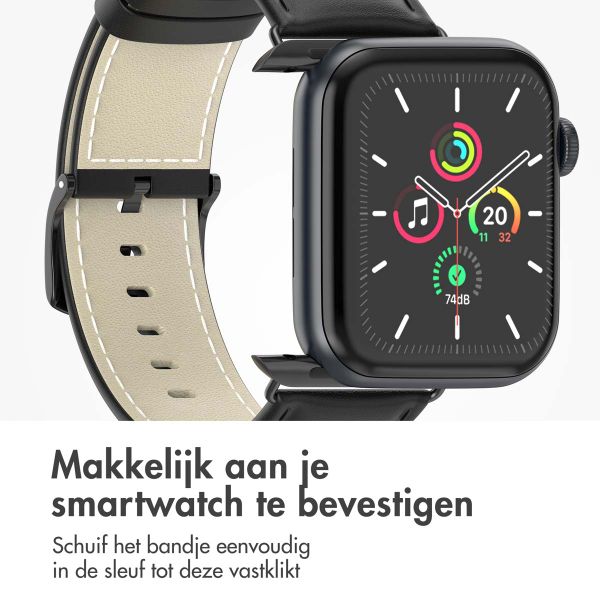 imoshion Classic lederen bandje Apple Watch Series 1 t/m 9 / SE (38/40/41 mm) | Series 10 (42 mm) - Zwart