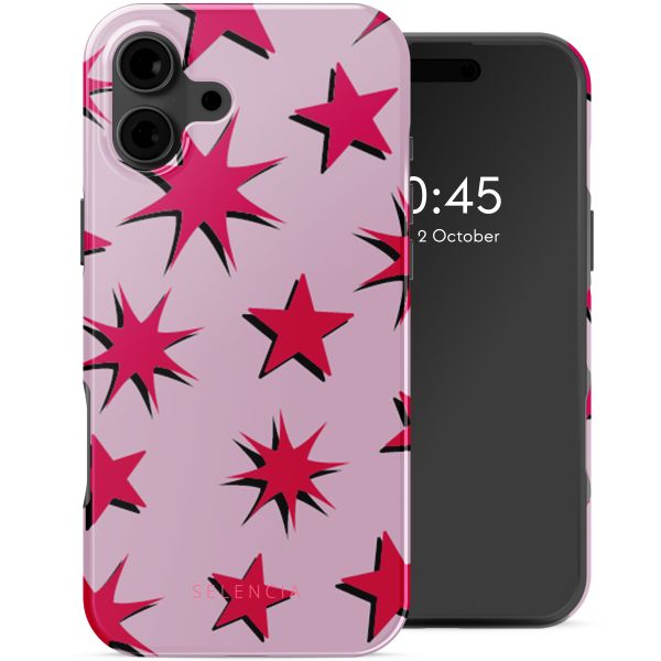 Selencia Vivid Tough Backcover met MagSafe iPhone 16 - Stars Rubine Red Light Pink