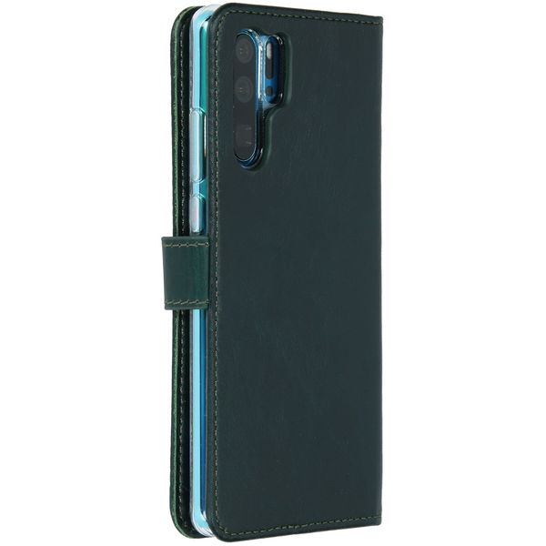 Selencia Echt Leren Bookcase Huawei P30 Pro - Groen