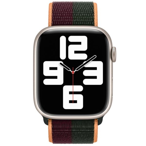 Apple Sport Loop Band Apple Watch Series 1 t/m 9 / SE (38/40/41 mm) | Series 10 (42 mm) - Dark Cherry/Forest Green