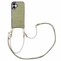 Selencia Nova Croco Telefoonhoes met Koord en Pashouder Apple iPhone 16 - Sage Green