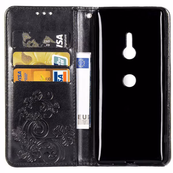 imoshion Klavertje Bloemen Bookcase Sony Xperia XZ3 - Zwart