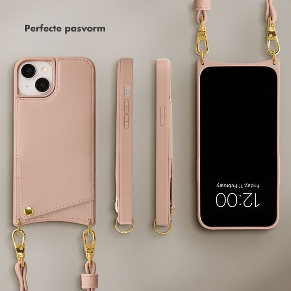 Selencia Nova Telefoonhoes met Koord en Pashouder Apple iPhone 14 / 13 - Dusty Rose