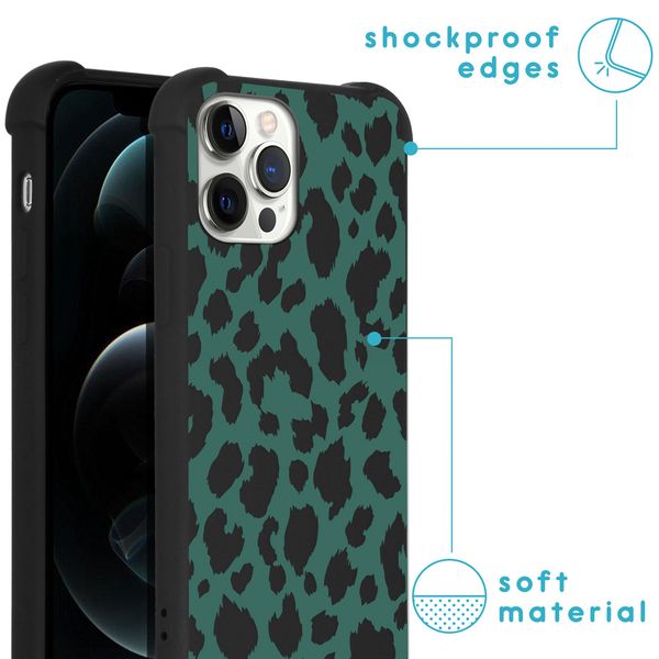 imoshion Design hoesje met koord iPhone 12 Pro Max - Luipaard - Groen / Zwart