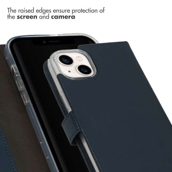 Selencia Genuine Leather Book Case Apple iPhone 14 Plus - Blue