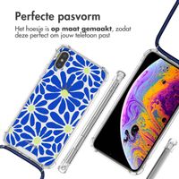 imoshion Design hoesje met koord iPhone Xs / X - Cobalt Blue Flowers Connect