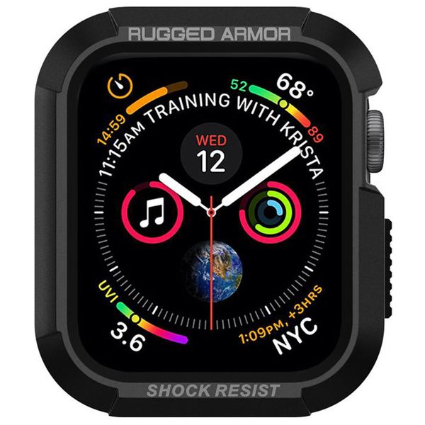 Spigen Rugged Armor™ Case voor de Apple Watch Series 4-6 / SE - 44 mm - Zwart