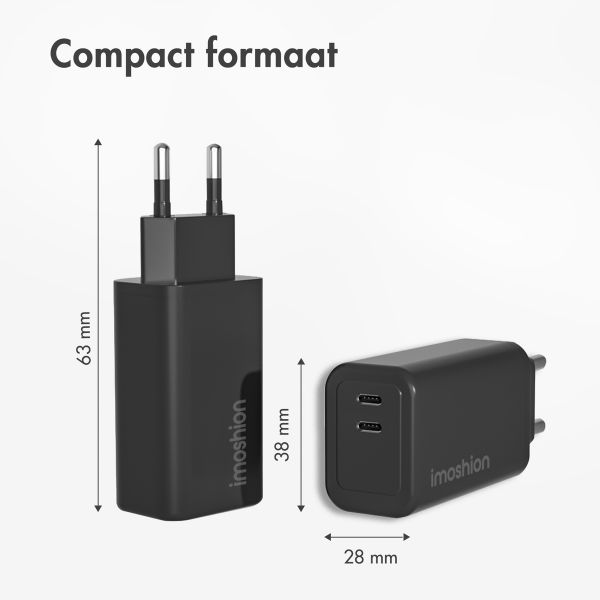 imoshion Wall Charger 35 Watt | 2x USB-C - Zwart