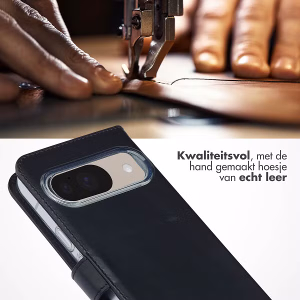 Selencia Echt Leren Bookcase Google Pixel 10 / 10 Pro - Zwart