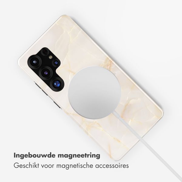 Selencia Vivid Backcover met MagSafe Samsung Galaxy S25 Ultra - Golden Beige Marble