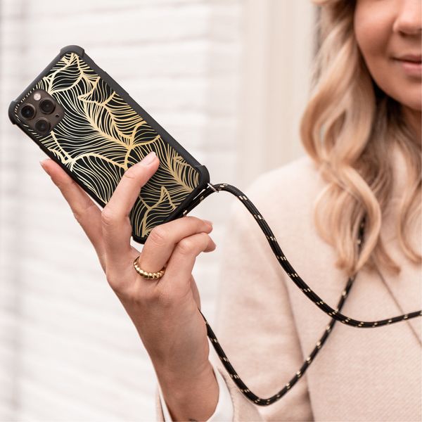 imoshion Design hoesje met koord Samsung Galaxy A50 - Bladeren - Goud