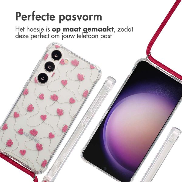 imoshion Design hoesje met koord Samsung Galaxy S23 - Dusty Rose Connected Hearts