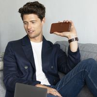 Selencia Echt Leren Bookcase Samsung Galaxy S21 Plus - Lichtbruin