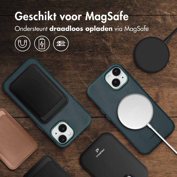 Accezz Vintage Leather Magsafe Backcover Apple iPhone 15 - Smokey Green