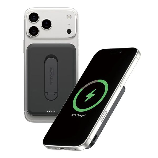 Empower by PanzerGlass Empower Bank Powerbank met Standaard 5.000 mAh - MagSafe en Qi2 - Zwart