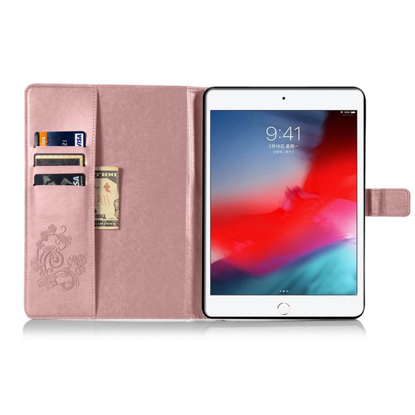 Klavertje Bloemen Bookcase iPad 6 (2018) 9.7 inch / iPad 5 (2017) 9.7 inch - Rosé Goud