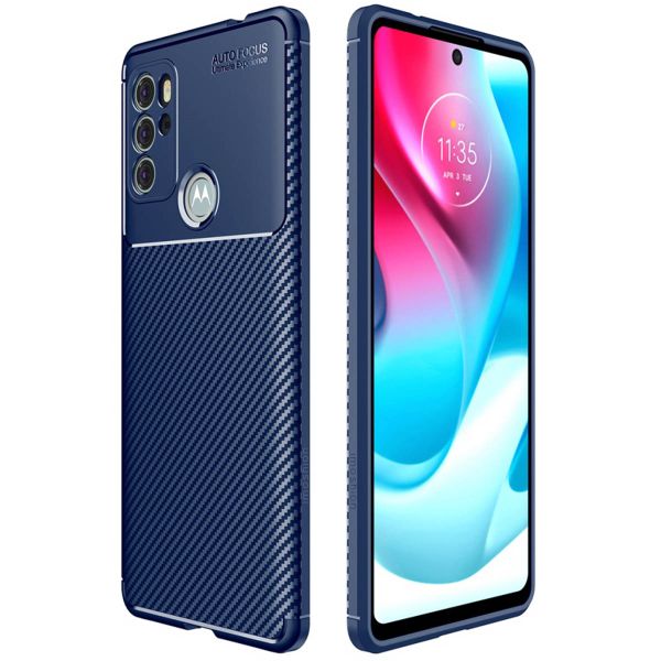 imoshion Carbon Softcase Backcover Motorola Moto G60s - Blauw