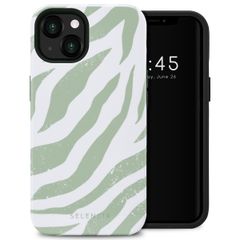 Selencia Vivid Backcover iPhone 13 - Colorful Zebra Sage Green