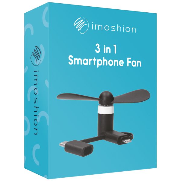 imoshion 3-in-1 smartphone ventilator Lightning, USB-C & Micro-USB - Blauw