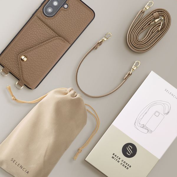 Selencia Sera Phone Case with Cord and Envelope Card Holder Samsung Galaxy A37 (5G) - Taupe